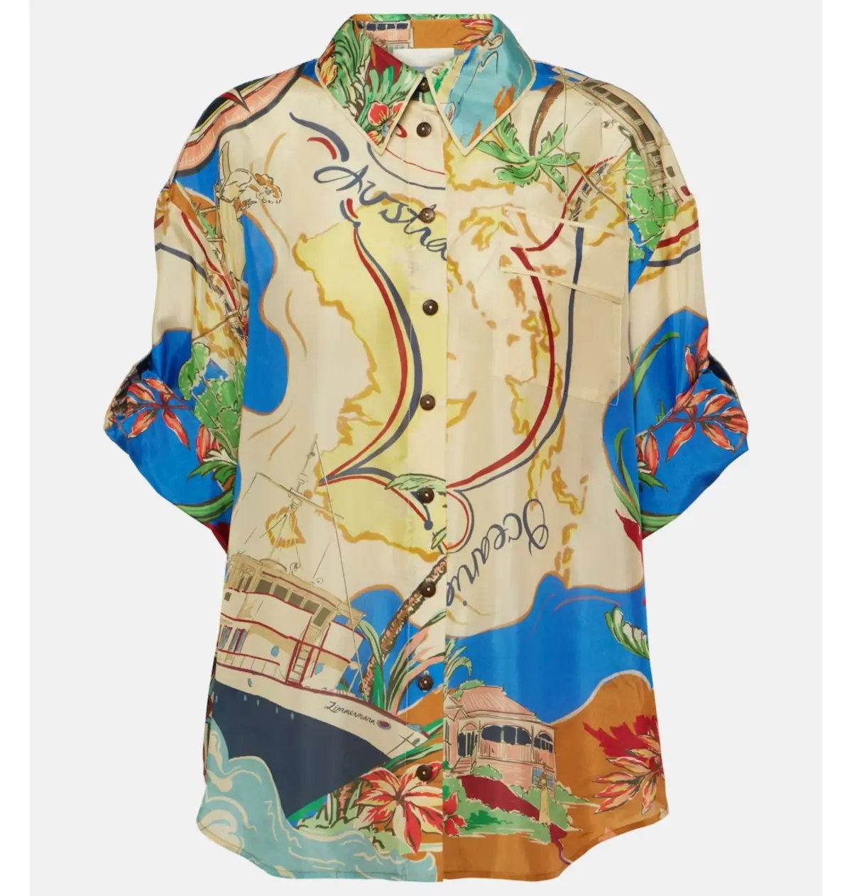 Zimmermann Alight Shorts And Shirt Set Natural Map Size 0P / AU 6 photo 5