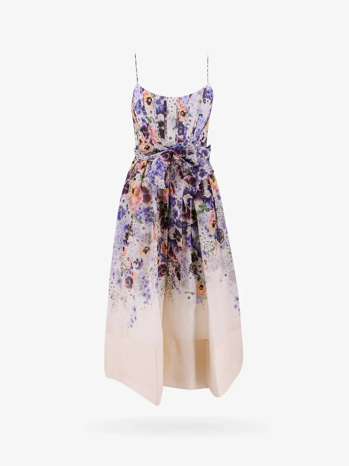 Zimmermann Tama Corset Midi Dress Purple Pansy Floral Print Size 2 / 12 AU photo 2