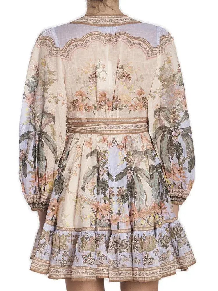 Zimmermann Wylie Mini Wrap Frill Dress in Blue Floral Size 3 / AU 14 photo 3