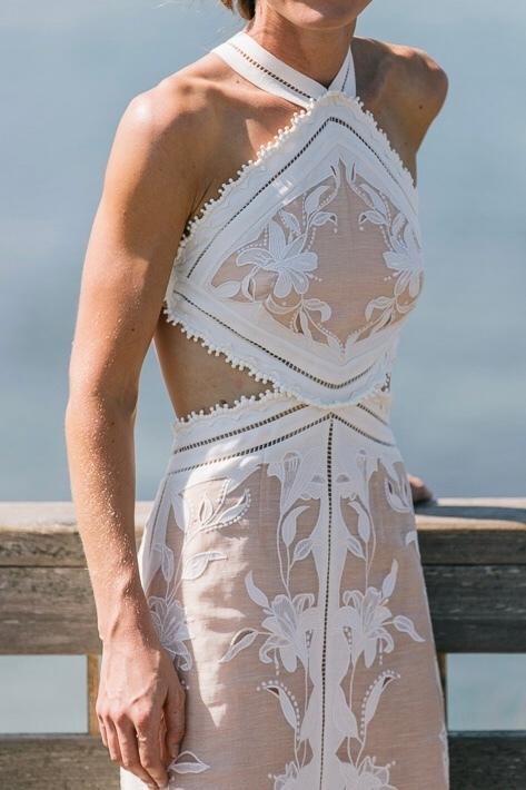 Zimmermann Corsage Lily Midi Halter Dress Cream/Nude Size 0 photo 7