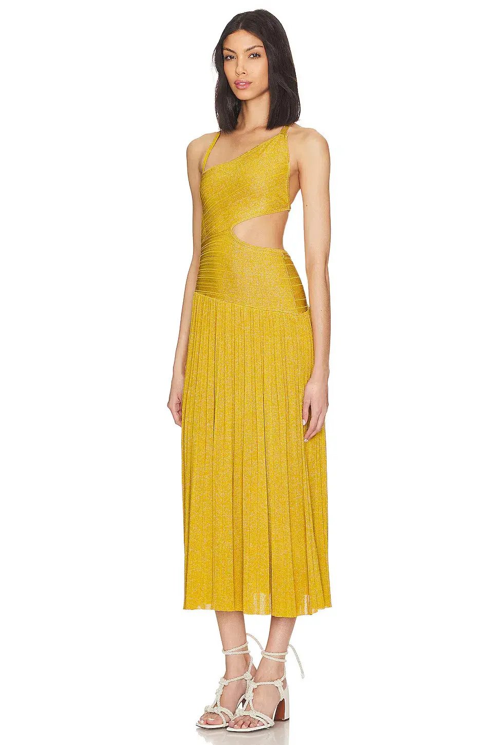 Zimmermann Devi Lurex Midi Dress in Mustard Yellow Size 1 / AU 10 photo 4