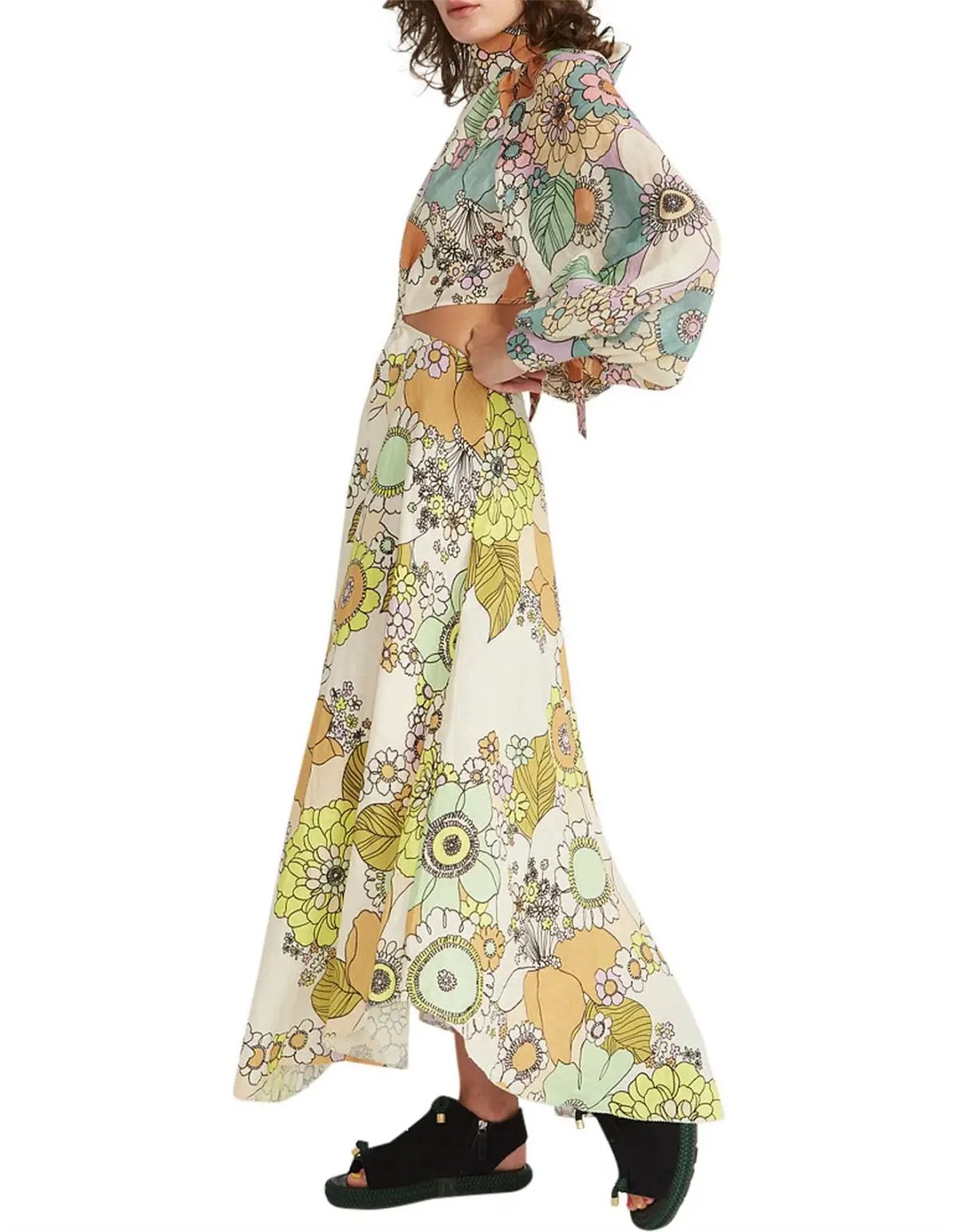 Alemais Farrah Cut Out Midi Dress Print Size 10 photo 4