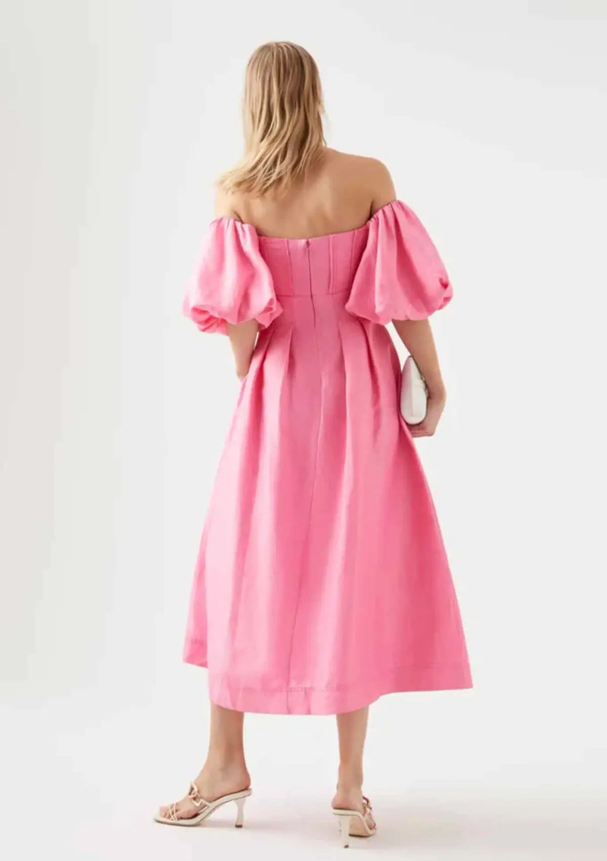 Aje Eugenie Off Shoulder Midi Dress French Rose Pink Size 14 photo 3