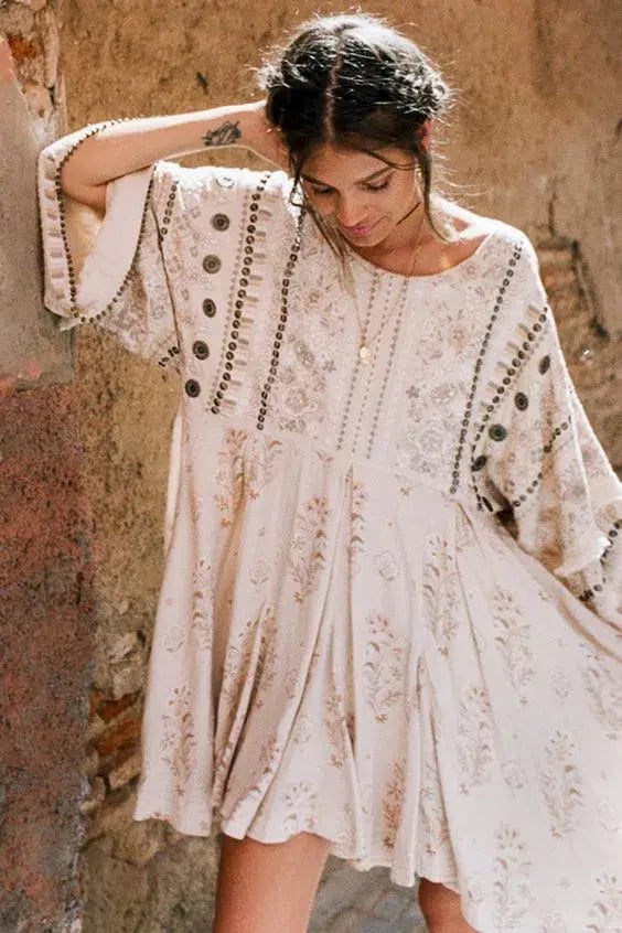 Spell Arabian Jewel Dress Cream Size 8 photo 4
