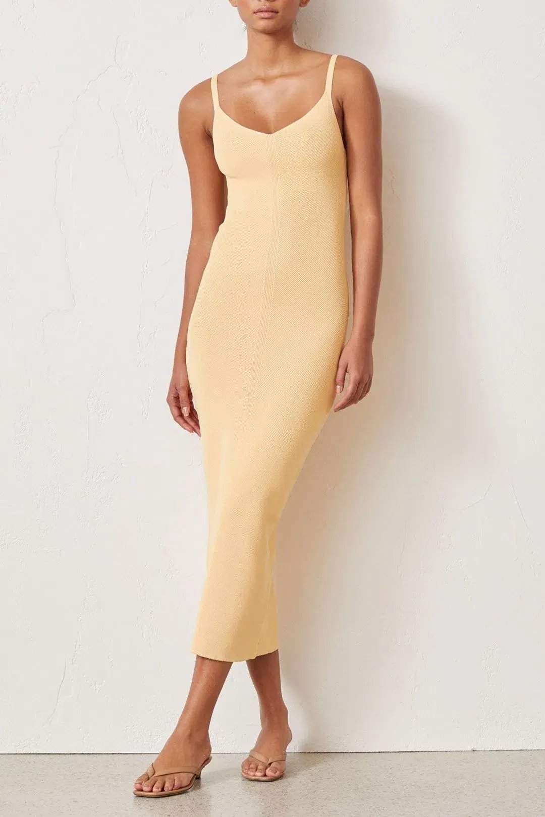 Bec and Bridge Citrus Club Knit Midi Dress in Melon Orange Size 10 photo 3