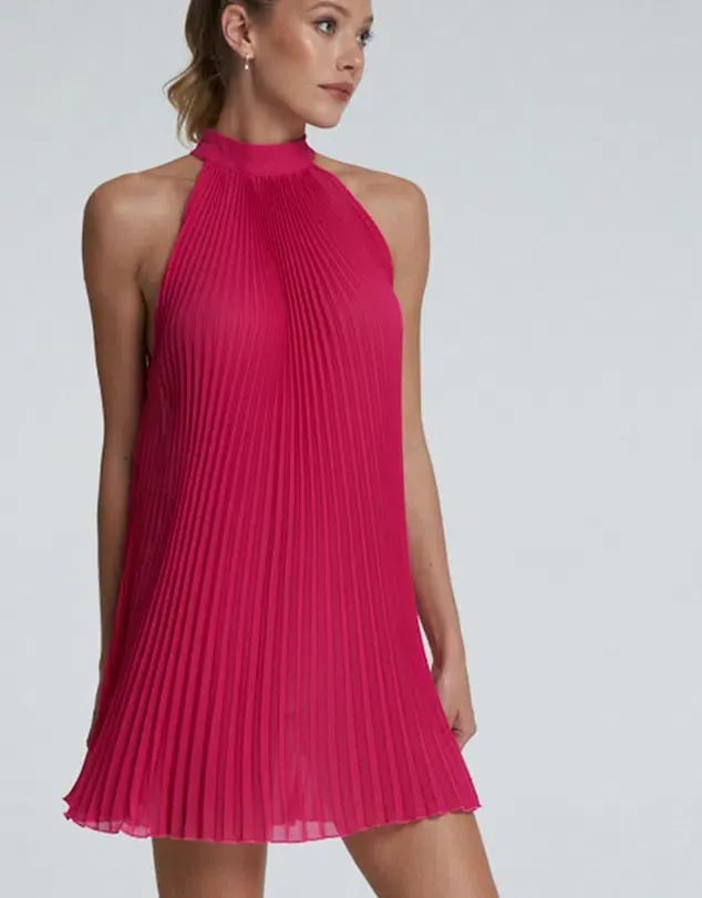 L'idee Amour Mini Dress Fuchsia Crepe Size AU 10 photo 5