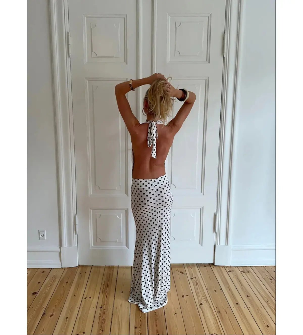 Design By Si Maltina Black And White Spot Maxi Dress Size 6 photo 3