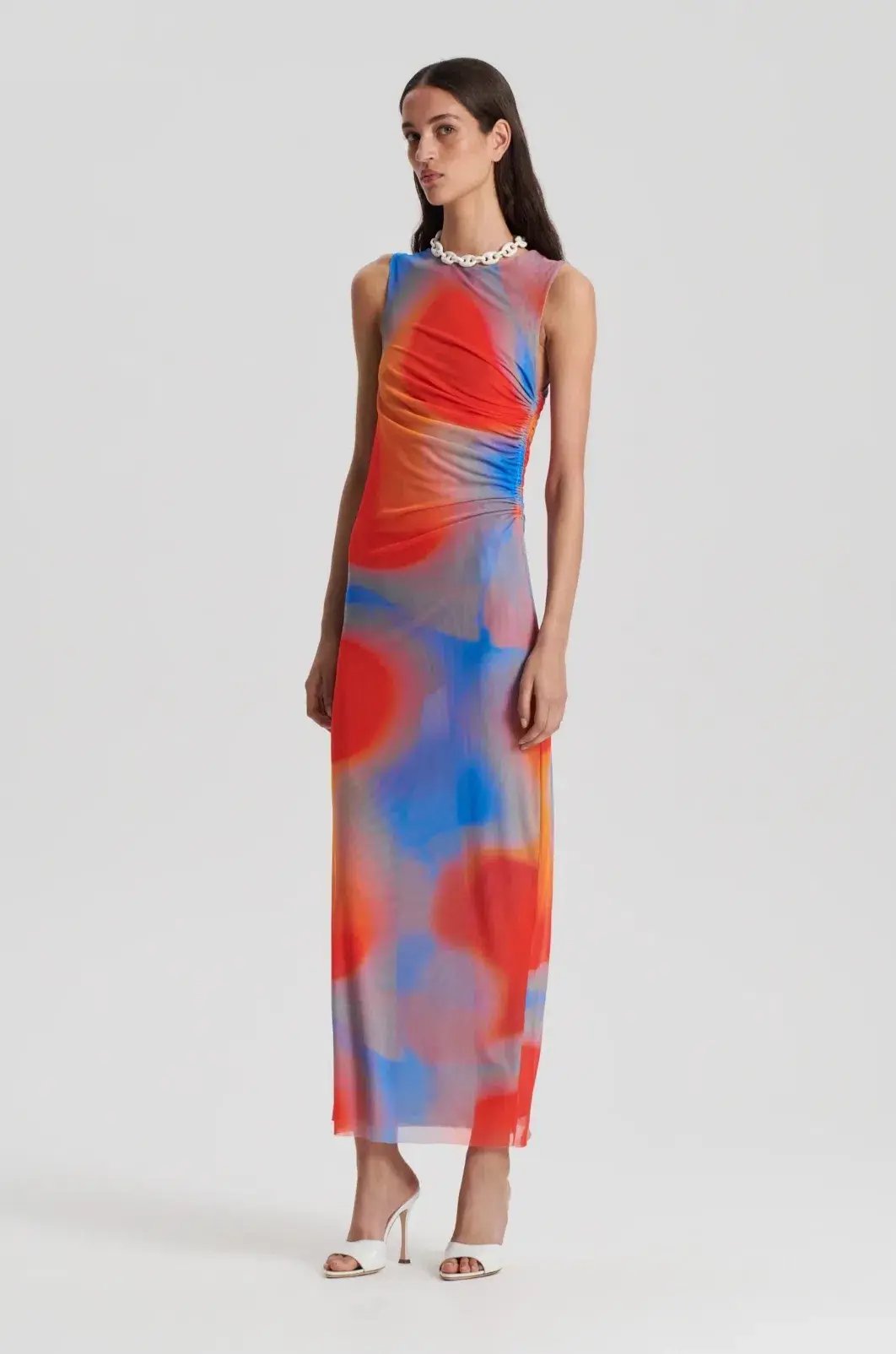 Scanlan Theodore Italian Watercolour Dress in Red Blue Multi Size 6 photo 2