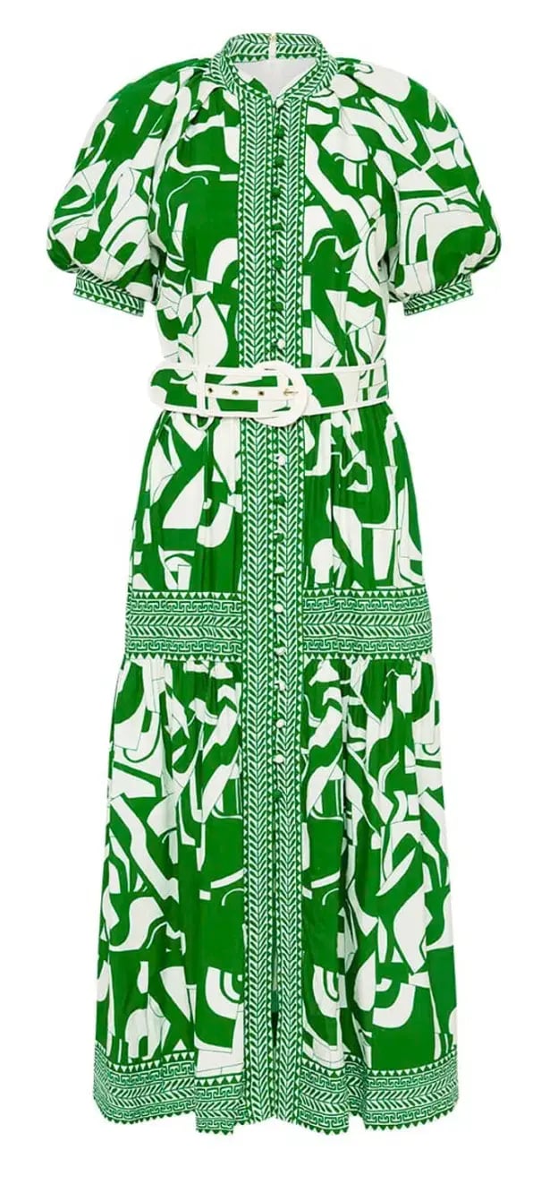 Rebecca Vallance Buttercup Midi Dress Green Print Size 8 photo 4