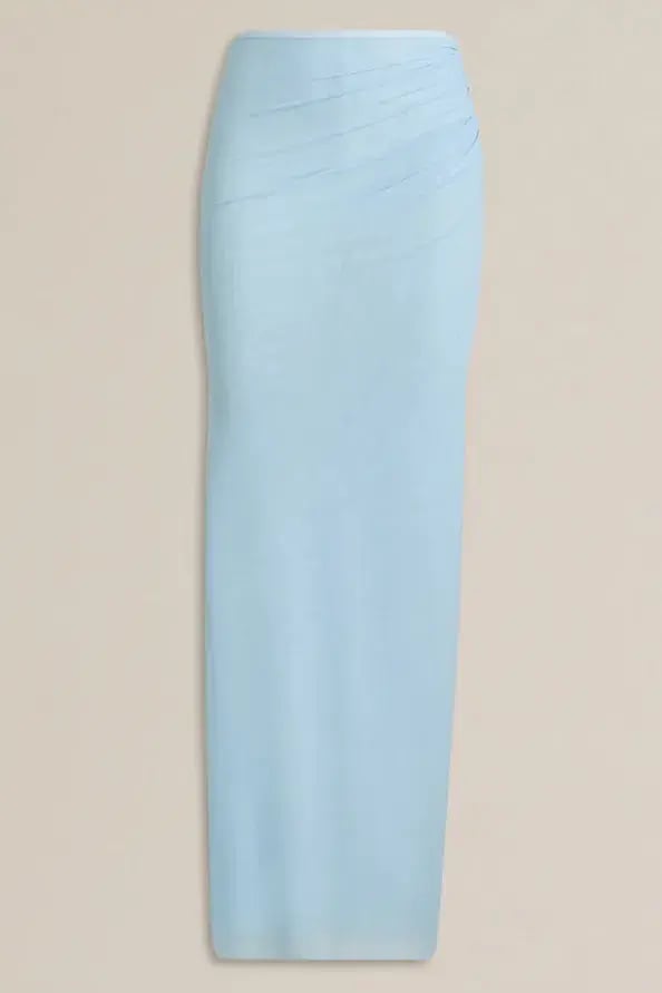 Scanlan Theodore Mesh Drape Top & Skirt Pale Blue Size 10 photo 7