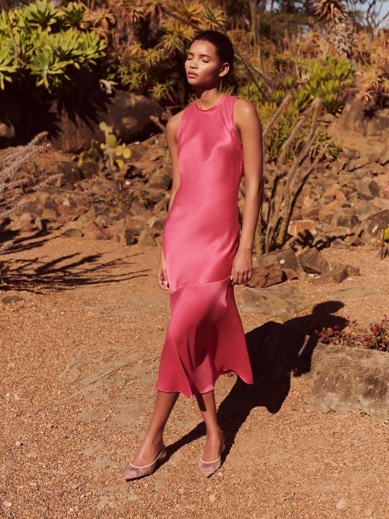Rebecca Vallance Sophia Silk Midi Dress Pink Size 6 photo 3