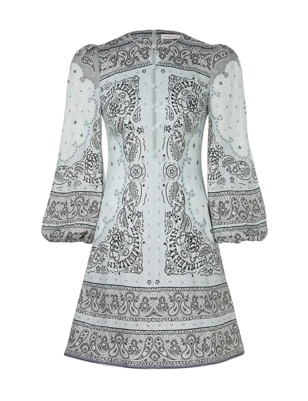 Zimmermann Matchmaker Keyhole Mini Dress Blue Bandana Size 3 / AU 14 photo 3