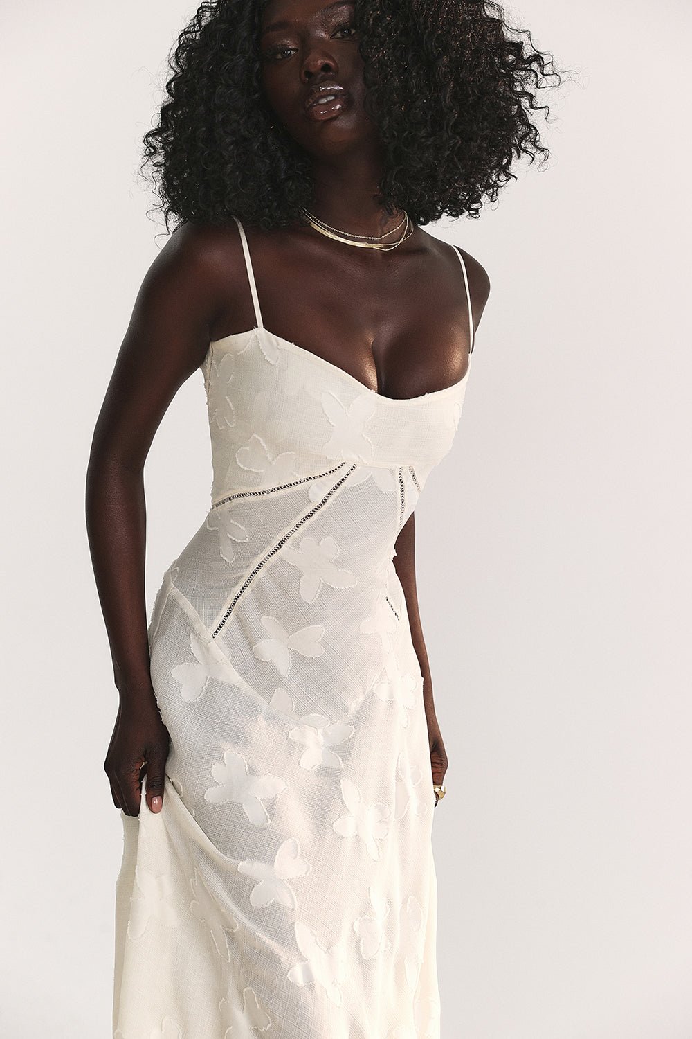 HOUSE OF CB SEREN FLORAL LACE BACK MAXI DRESS - VINTAGE CREAM photo 10