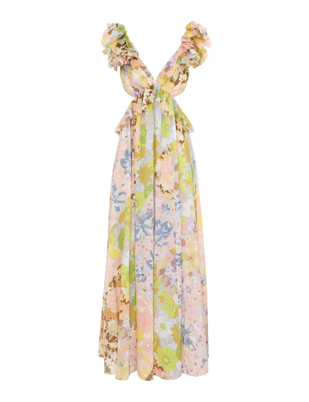 Zimmermann Pop Ruffle Sleeve Midi Dress in Patch Floral Size 0P / AU 6 photo 3
