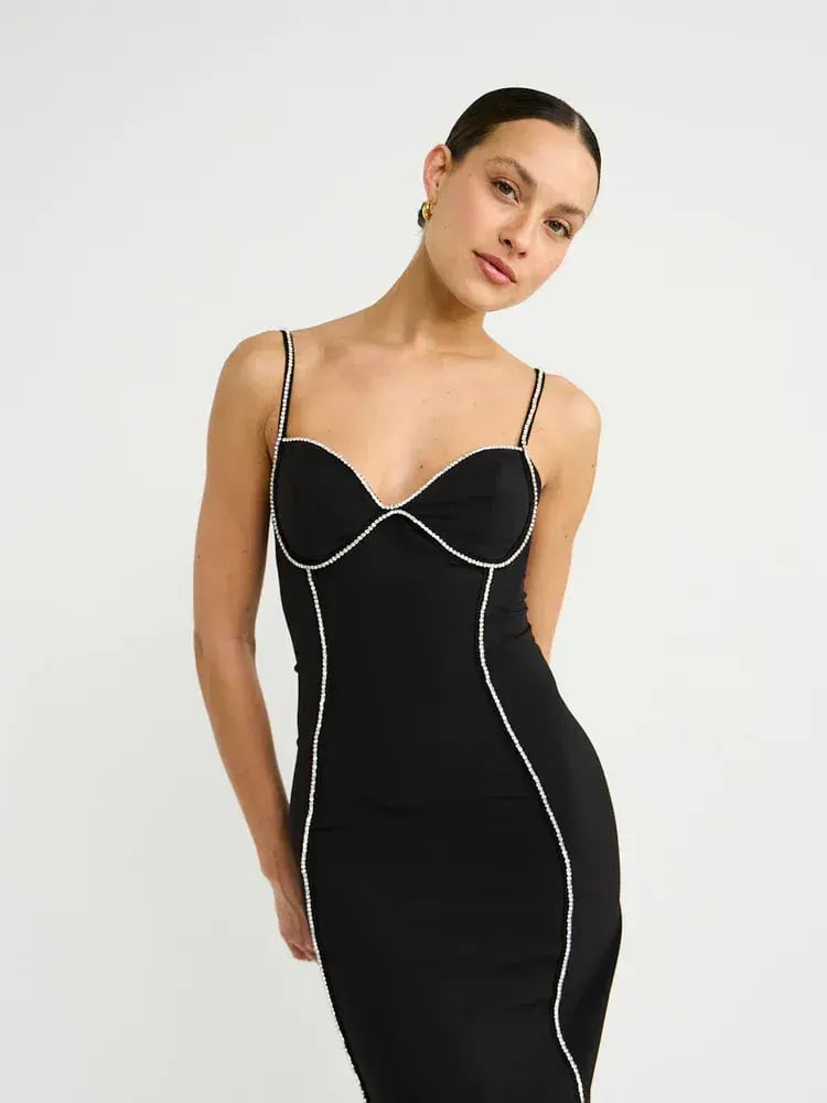 By Johnny Femmina Diamond Pipe Midi Dress Black Size 8 photo 3