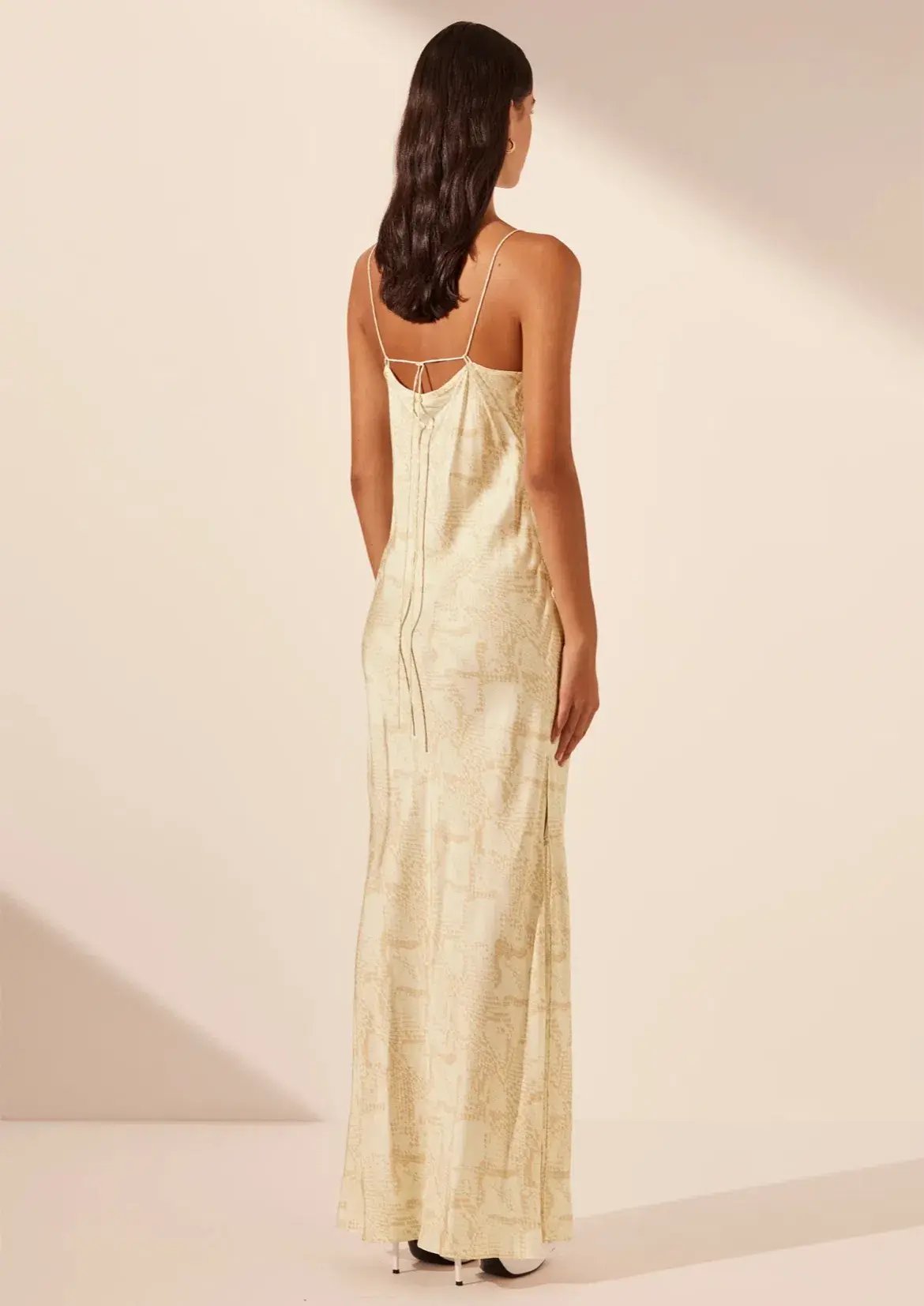 Shona Joy Plunged Slip Tie Maxi Dress Medina Print Size 4 photo 5
