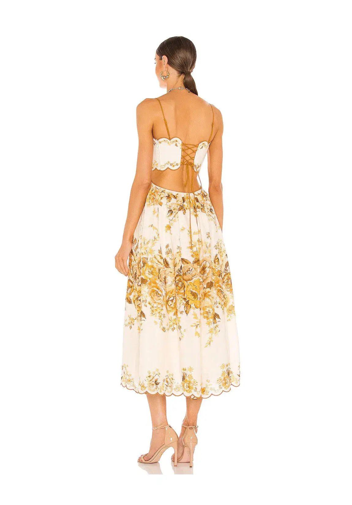 Zimmermann Aliane Scallop Midi Dress Floral Size 2 / Au 12 photo 3