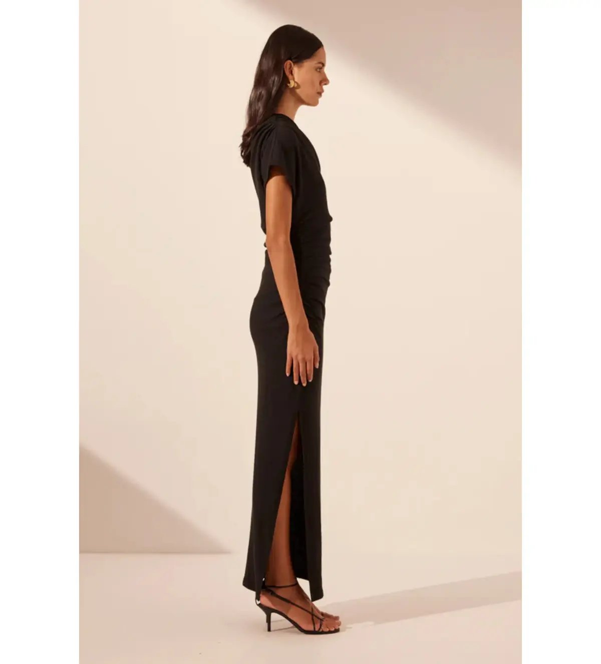 Shona Joy Beau Asymmetrical Midi Dress Black Size 12 photo 4