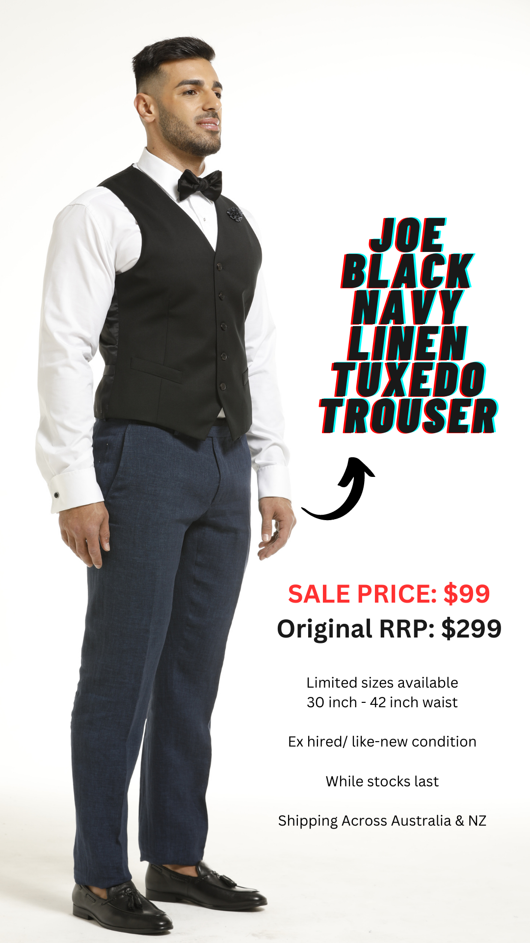 Joe Black Navy Linen Tuxedo Trouser photo 4