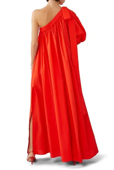 Oroton One Shoulder Bow Maxi Dress True Red 14 photo 5