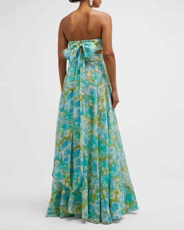 Zimmermann High Tide Crop Bodice And Ikat Maxi Skirt Floral Size AU 6 photo 2