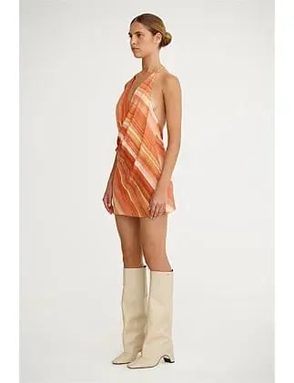 Significant Other Patrice Halter Mini Dress in Sherbet Stripe Size AU 10 photo 2