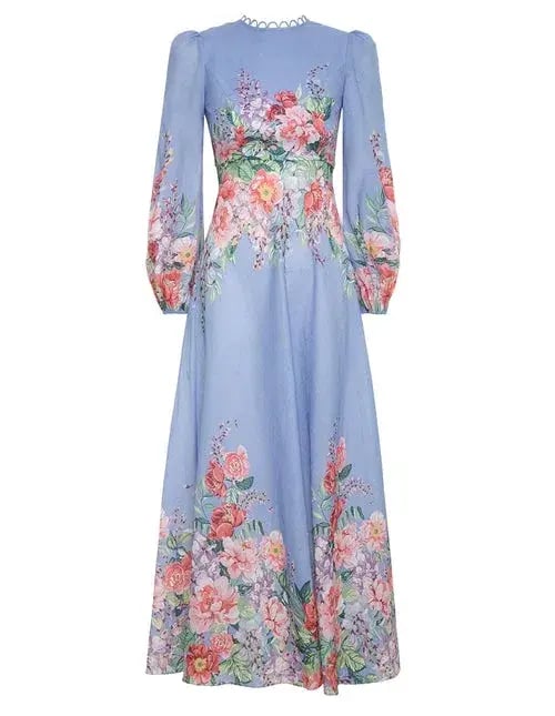 Zimmermann Bellitude Floral Long Dress Cornflower Floral Size 2 / AU 12 photo 3