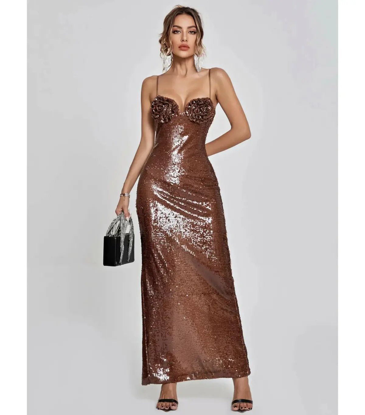 Mew Mews Lorelei Dress Brown Sequin Size S/M photo 4