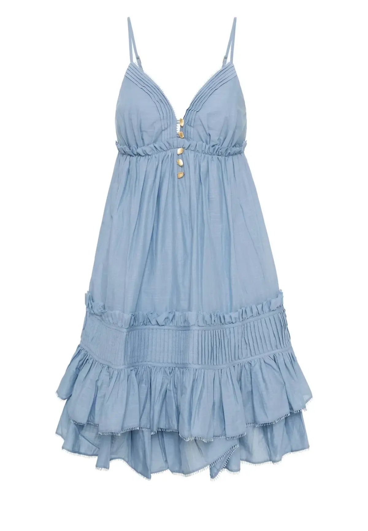 Aje Talia Flounce Mini Dress Steel Blue Size 10 photo 4