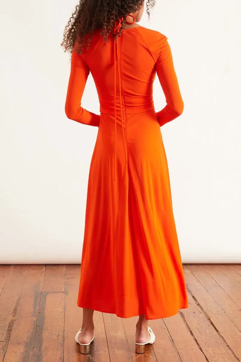 Proenza Schouler Matte Jersey Drawstring Dress Orange Size 6 photo 2