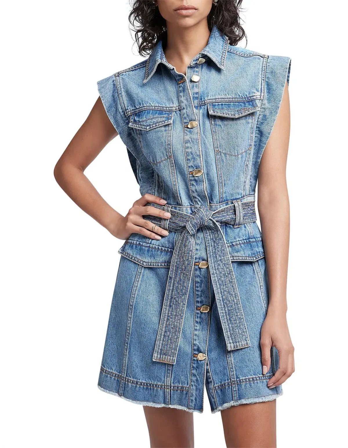 Aje Remi Denim Mini Dress in 90's Wash Size AU 14 photo 4