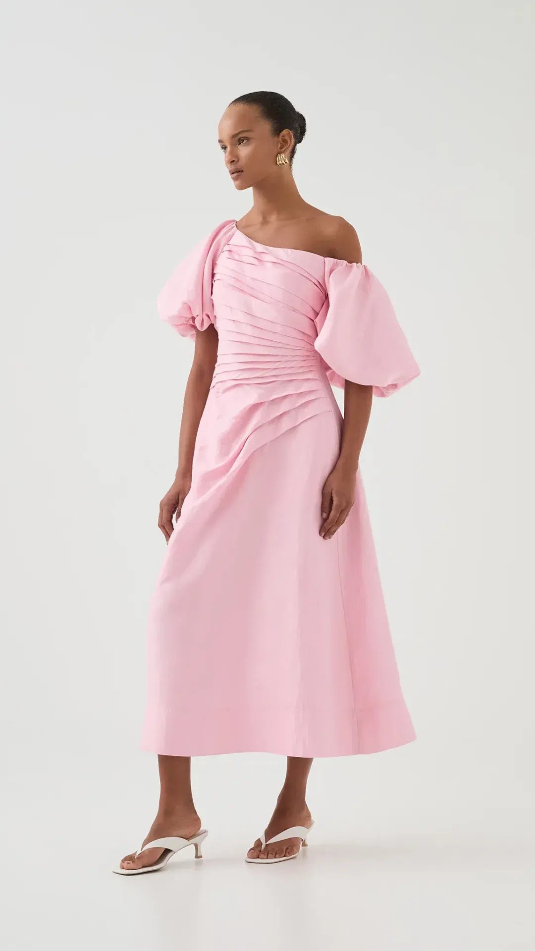 Aje Candence Ruched Midi Dress in Ballet Pink Size 12 photo 3