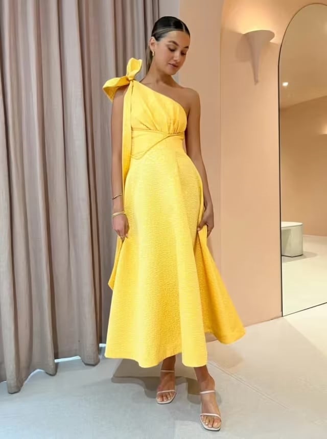 Rachel Gilbert Emiliano Midi Dress in Lemondrop photo 4