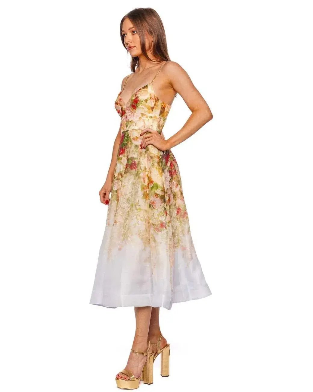 Zimmermann The Luminosity Picnic Dress in Rosy Garden Print Size 1/Au 10 photo 3