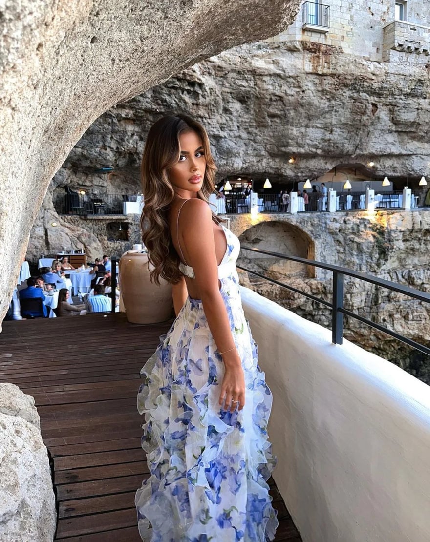 Menti Iris Flower Maxi Dress - Blue photo 2