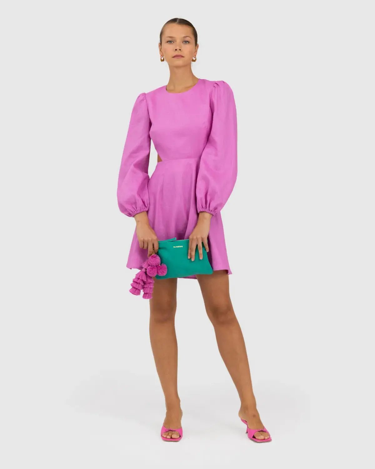 The Wolf Gang Safi Linen Cut Out Dress Pink Size XXS/Au 4 photo 2