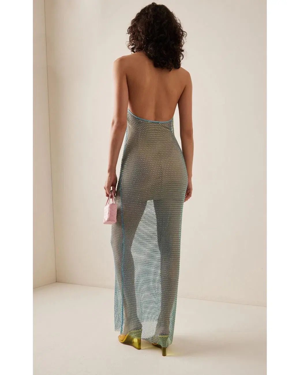 Self Portrait Crystal-Embellished Fishnet Maxi Dress AU8 photo 2