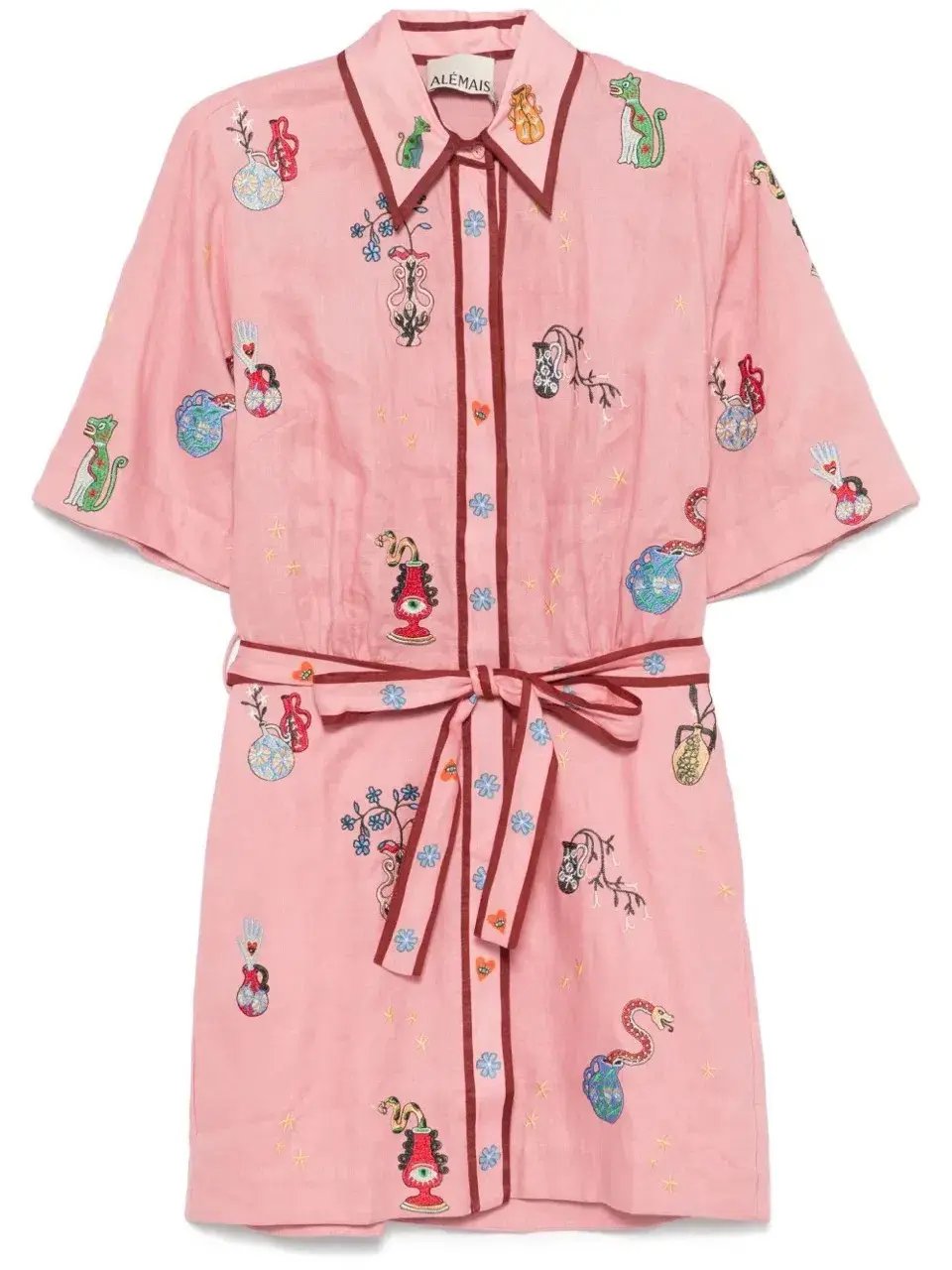 ALEMAIS Timmy  Embroidered Mini Dress Pink Size 10 AU photo 7