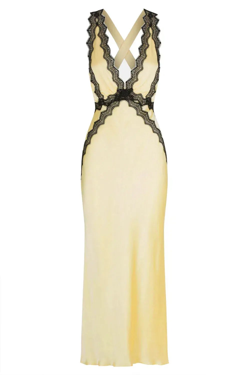 Shona Joy Camille Lace Cross back Midi Dress Limoncello/Black Size 6 photo 4