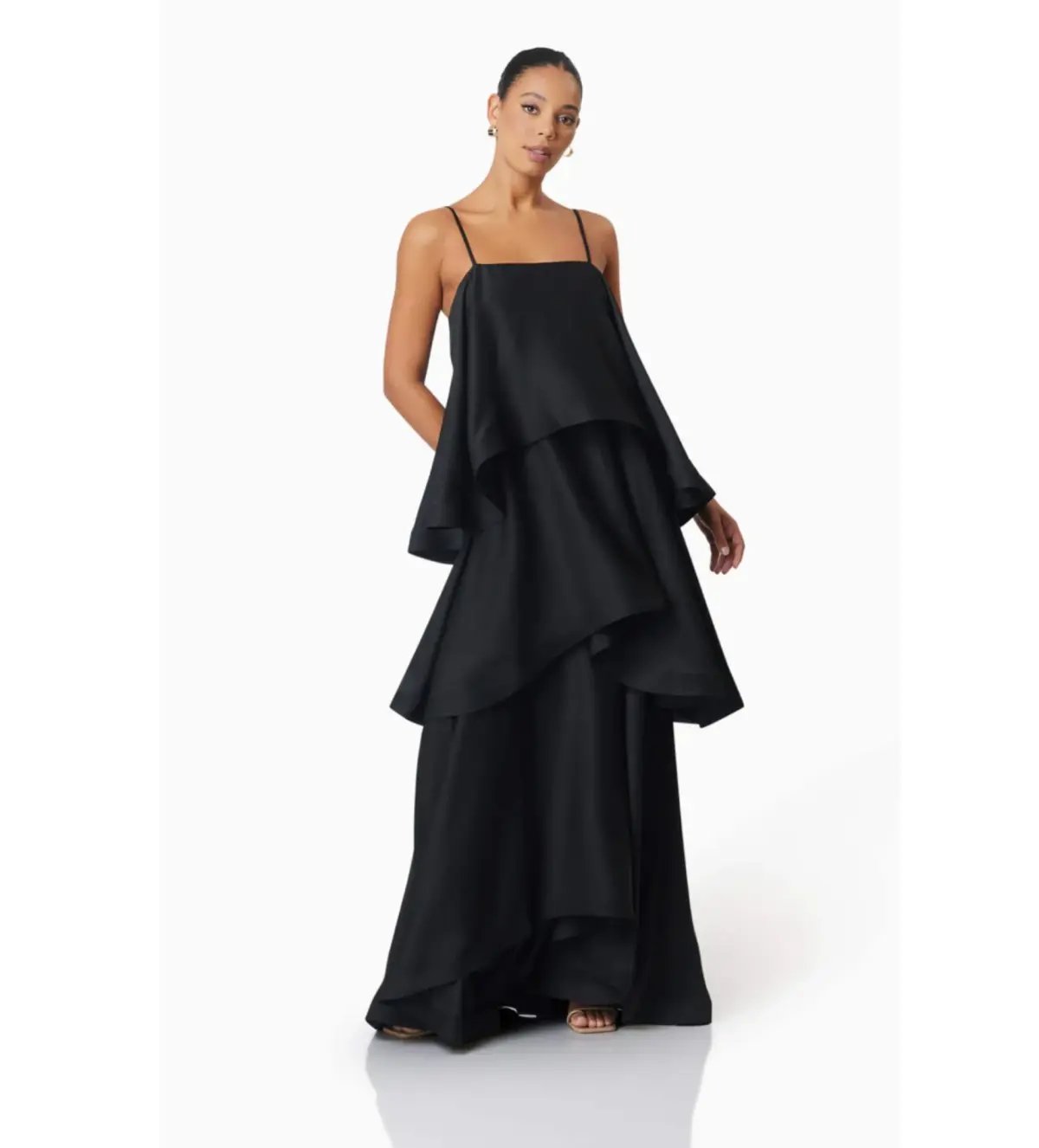 Elliatt Tilly Tiered Maxi Dress Black Size 10 photo 2