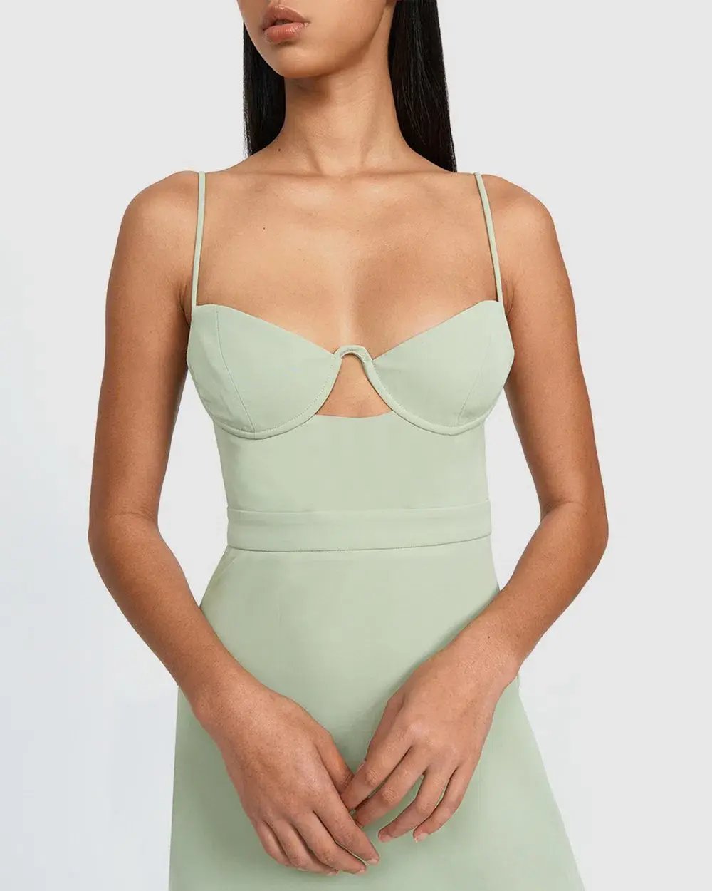 By Johnny Callia Wire Midi Dress Artichoke Green Size AU 14 photo 4