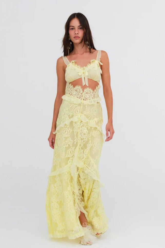 FOR LOVE & LEMONS MILENA LACE MAXI DRESS - YELLOW photo 2