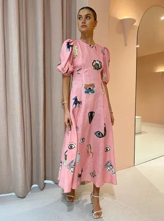 Alemais Cleo Midi Dress in Pink Size AU 12 photo 2