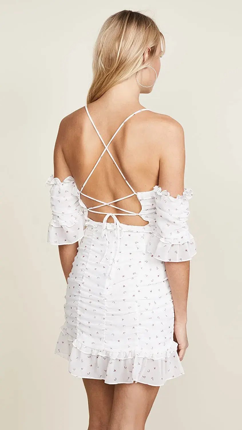 For Love and Lemons La Brooke Cocktail Dress White Size 8 photo 3