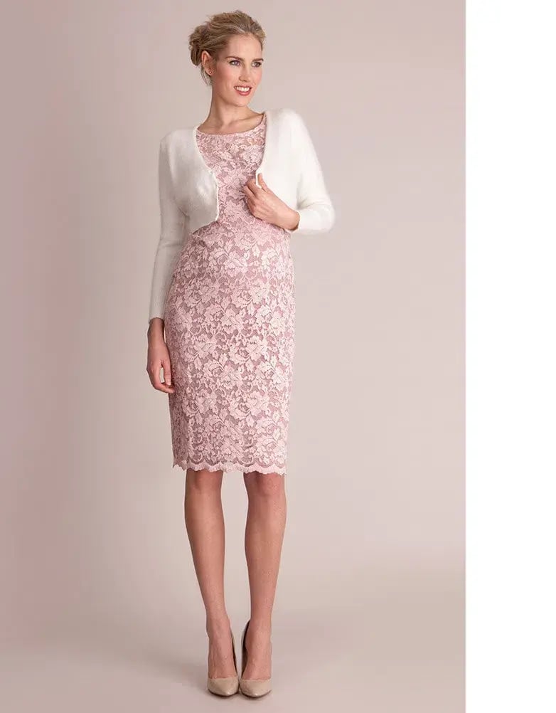 Seraphine Lace Maternity Cocktail Dress Blush Size 14 photo 4