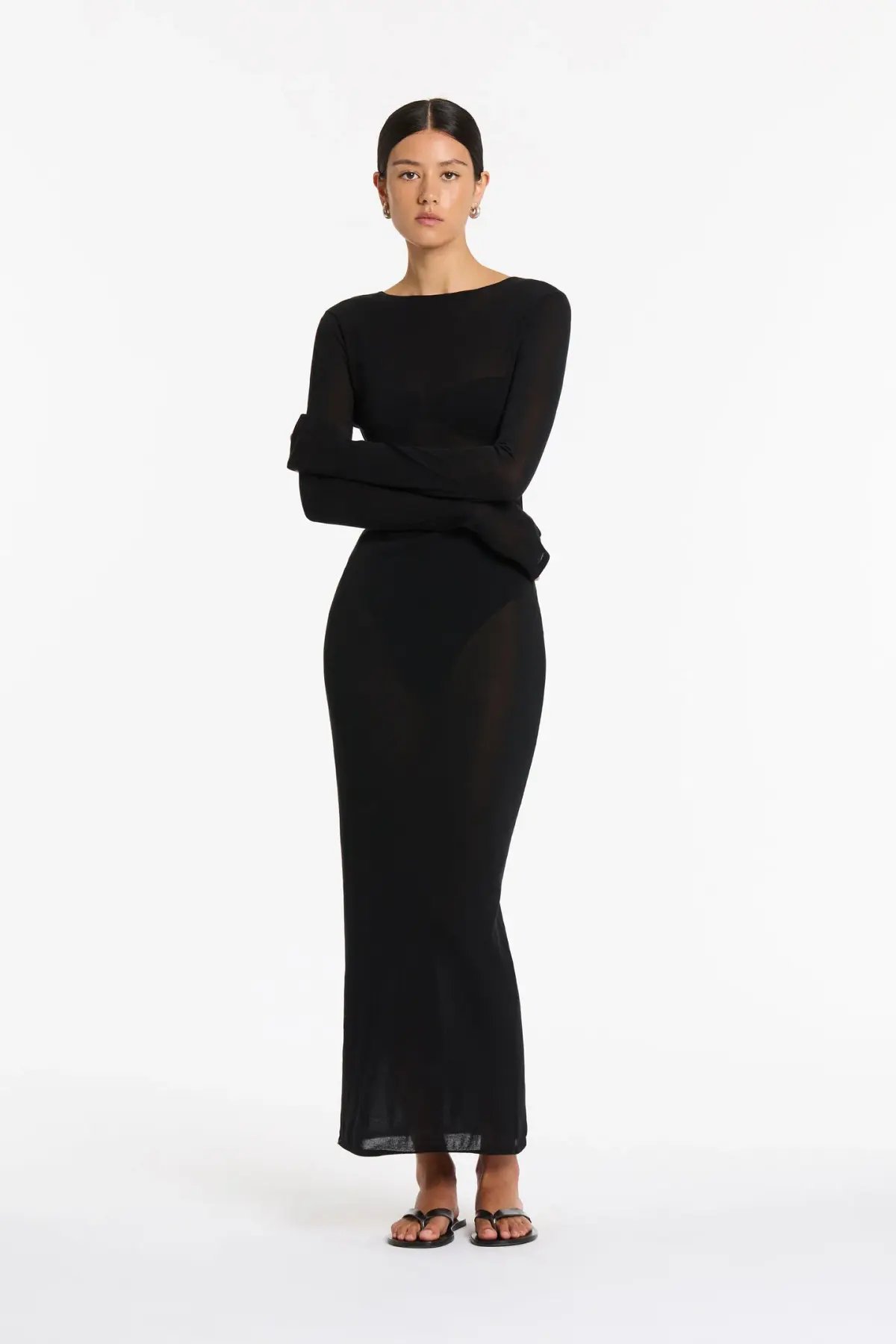 Sir The Label Eva Knit Midi Dress Black Size 6 photo 3