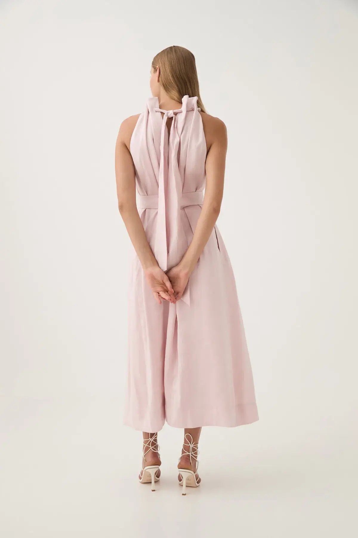 Aje Mariel Trapeze Midi Dress Soft Pink Size 6 photo 2