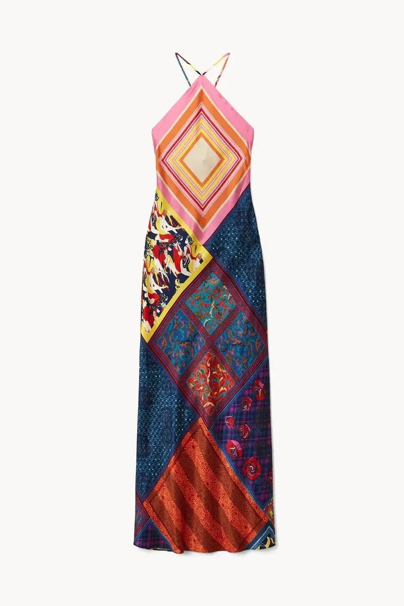 Staud Cubism Dress Patchwork Foulard Multi-colored Size AU 10 photo 5