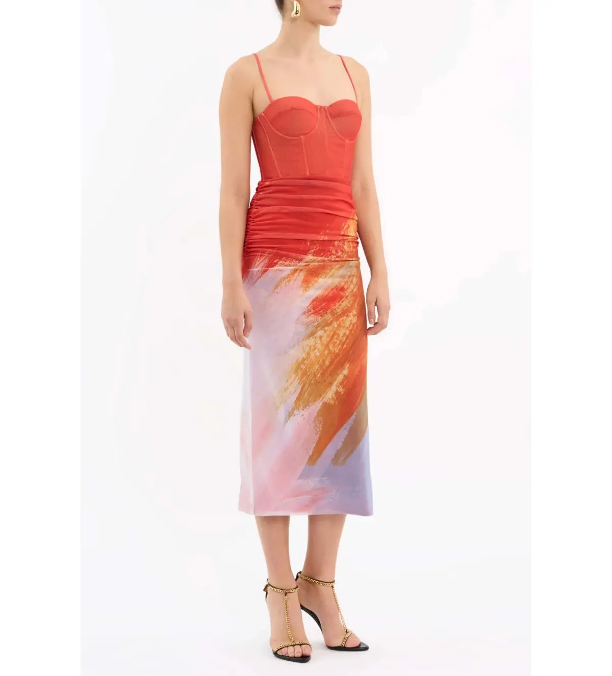Rebecca Vallance Frida Corset Midi Dress Orange Size AU 12 photo 2