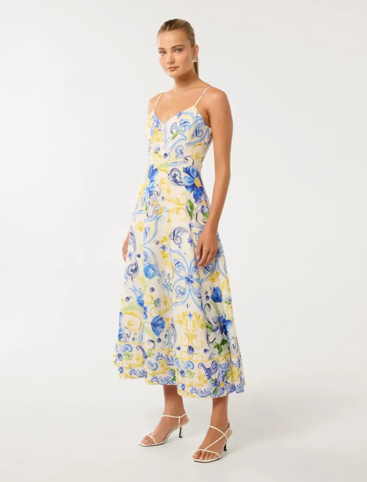Forever New Chiara Printed Midi Dress Capri Tile Size 12 photo 5